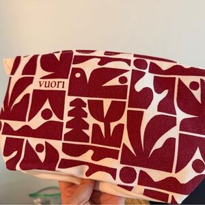 Vuori Burgundy and White Graphic Pouch